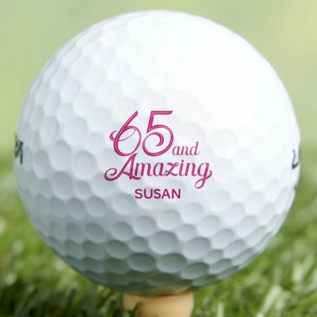 65th Birthday Gift Chic Pink Custom Keepsake Golfball (Von Creator hochgeladen)