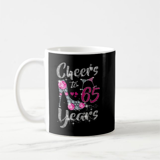 65th Birthday Gifts Cheers To 65 Year Old Wine hig Kaffeetasse (Links)