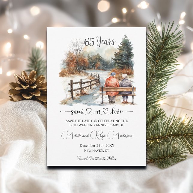 65th Wedding Anniversary Winter Landscape Romantic Save The Date (Von Creator hochgeladen)