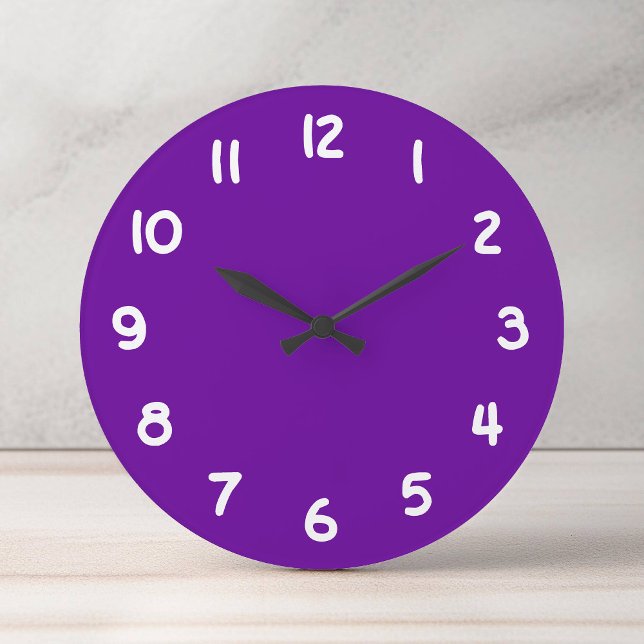660099 lila große wanduhr (Bright Solid Color Purple Large Clock)