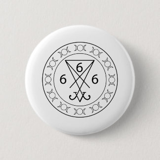 666 Lucifers sigil Black Button