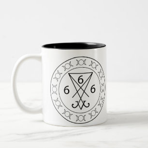 666 Lucifers sigil Black Zweifarbige Tasse