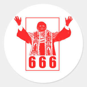 666 Papst Runder Aufkleber