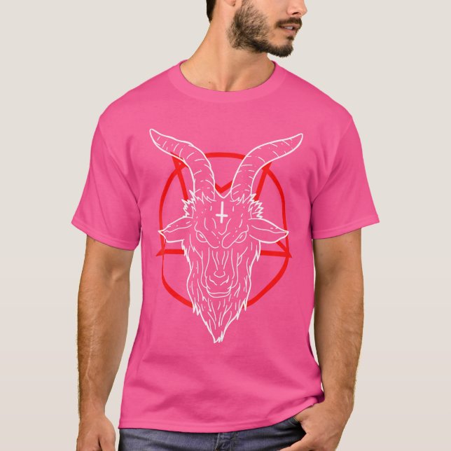 666 Satan Devil Antichrist Ziege Pentagram T-Shirt (Vorderseite)