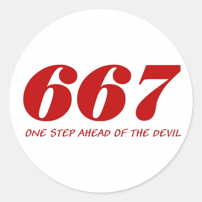 667 - One Step Ahead Of The Devil - Red Runder Aufkleber (Vorderseite)