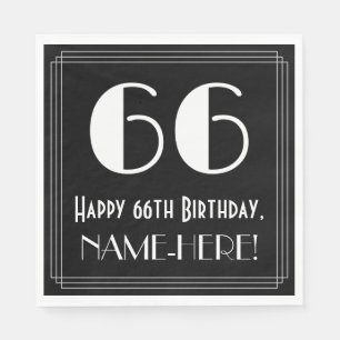 66. Geburtstag ~ Art Deco inspiriertes Aussehen "6 Serviette