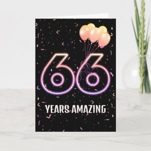 66. Geburtstag Ballons und Confetti Karte