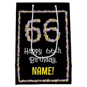66. Geburtstag: Blumennummer, Individuelle Name, B Mittlere Geschenktüte