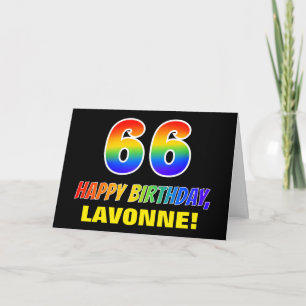 66. Geburtstag: Bold, Fun, Simple, Rainbow 66 Karte