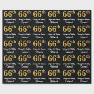 66. Geburtstag: Elegante Luxuriöse Imitate Gold Lo Geschenkpapier