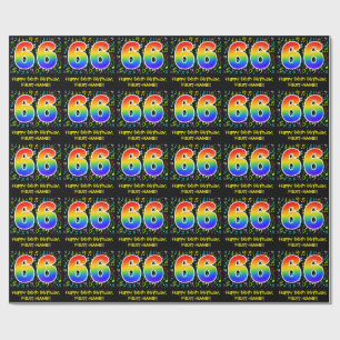 66. Geburtstag: Farbige Musiksymbole, Regenbogen 6 Geschenkpapier