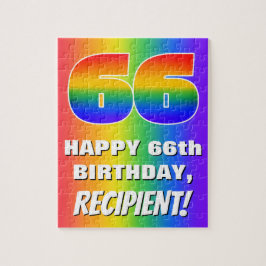 66. Geburtstag: Farbiges, lustiges Regenbogenmuste Puzzle