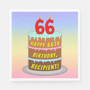 66. Geburtstag: Fun Cake and Candles + Individuell Serviette