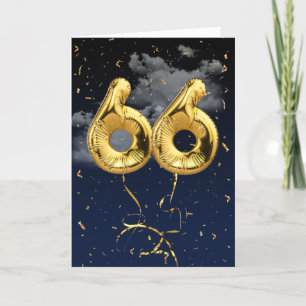 66. Geburtstag Gold Mylar Ballon und Confetti Card Karte