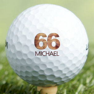 66. Geburtstag Golfbälle 66 Jahre Golfer Holz Gesc