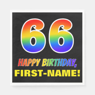 66. Geburtstag: kühl, Spaß, einfach, Regenbogen Serviette
