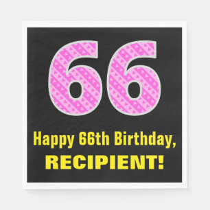 66. Geburtstag: Rosa Streifen und Herzen "66" + Na Serviette