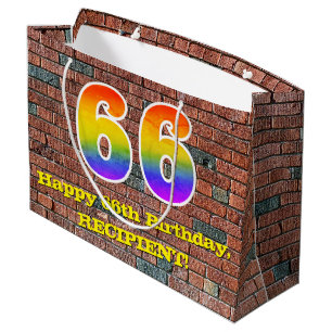 66. Geburtstag: Spaß, Graffiti-Inspiriert Regenbog Große Geschenktüte
