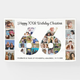 66. Geburtstagsfeier Nummer 66 Fotocollage Banner
