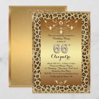 66. Geburtstagsparty 66., Royal Cheetah Gold plus Einladung
