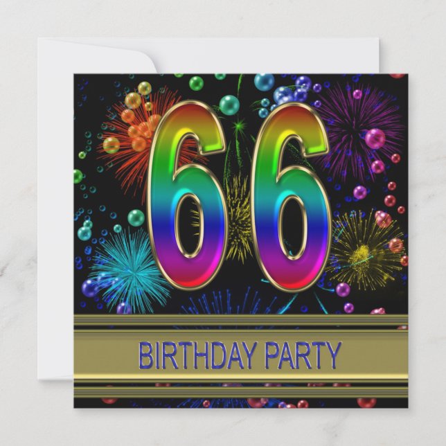 66. Geburtstagsparty Einladung mit Blasen (Vorderseite)