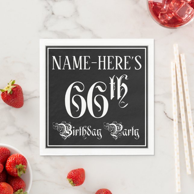66. Geburtstagsparty — Extravagantes Script + Indi Serviette (Beispiel)