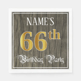 66. Geburtstagsparty - Imitate Gold & Imitate Wood Serviette