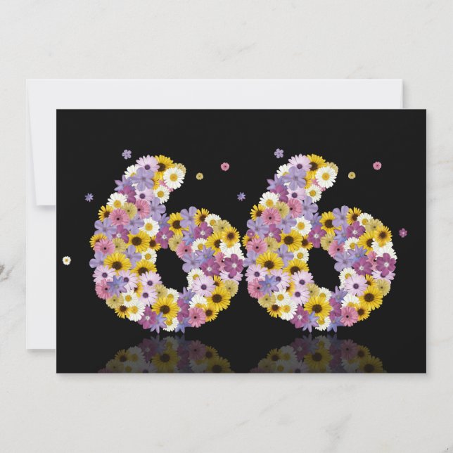 66. Geburtstagsparty mit Blumenbriefen Einladung (Vorderseite)