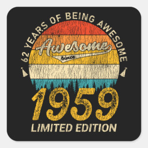 66 Jahre Alt 1959 Retro Awesome 66. Geburtstagsges Quadratischer Aufkleber