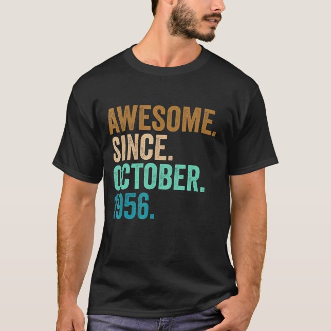 66 Jahre alt Phantastisch seit Oktober 1956 66. Ge T-Shirt (Vorderseite)