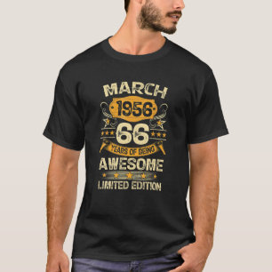 66 Jahre alter Vintager März 1956 66. Geburtstag T-Shirt