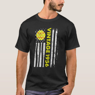 66 Jahre Vintag 1956 Amerikanische Flagge 66. Gebu T-Shirt