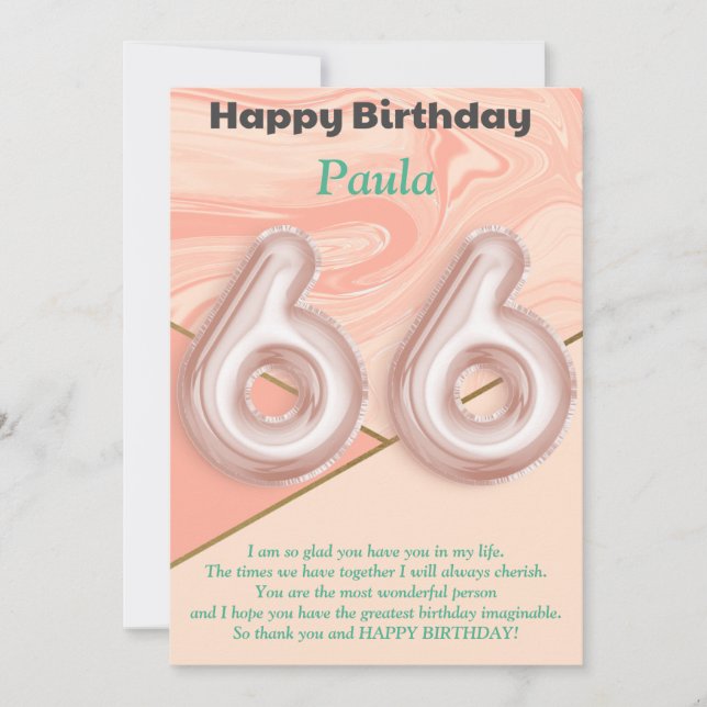66-jährige Mädchen Happy Birthday Card (Vorderseite)