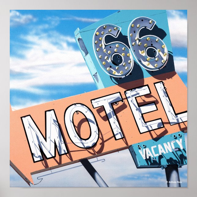 66 Motel auf der historischen Route 66 Poster (Vorne)