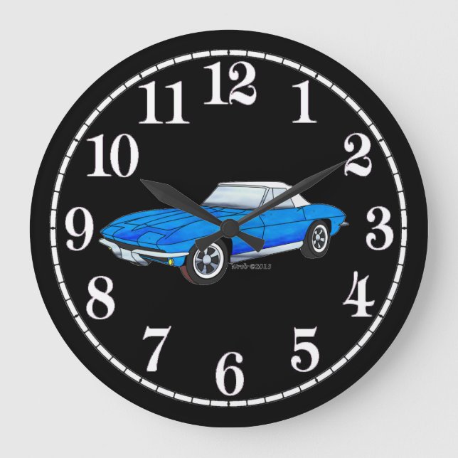 66 Vette - White Dial Große Wanduhr (Vorderseite)