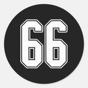 #66 White Kontur Number 66 Sports Fan Jersey Styl Runder Aufkleber
