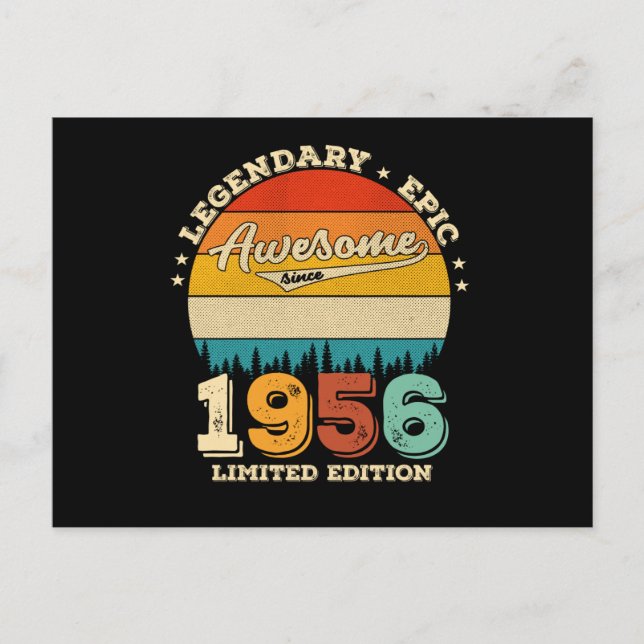 66 Year Old Awesome Since 1956 66th Birthday Gift Postkarte (Vorderseite)