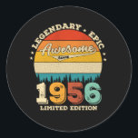 66 Year Old Awesome Since 1956 66th Birthday Gift Runder Aufkleber<br><div class="desc">Birthday Design For anyone who's horoscope say difficult & Stubborn But totally worth.Wear it with pride at work,  school gym perfect to pair with shorts,  leggings or jeans for a casual yet trendy Look</div>