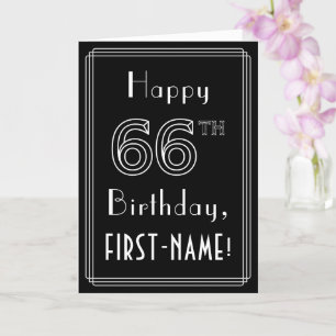 66th Birthday: Art Deco Style # 66 & Custom Name Karte