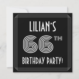 66th Birthday Party: Art Deco Style w/ Custom Name Einladung