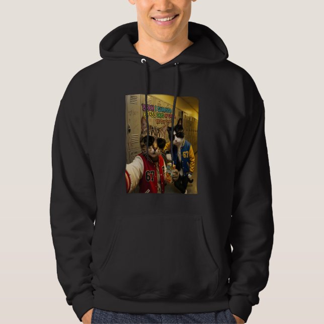 67+33 Days of School Funny Cat 67Meme Cool Student Hoodie (Vorderseite)