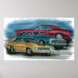 67, 68, 69 CAMAROS-Druck Poster