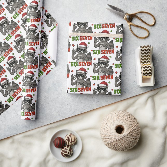 67 6 7 Weihnachten Six Seven Meme Geschenkpapier (Kunsthandwerk)
