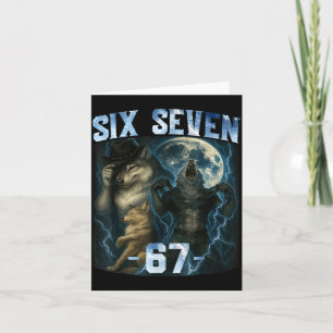 67 Alpha Wolf Meme Lustiges Grafik T-Shirt Six Sev Karte
