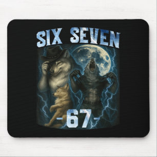 67 Alpha Wolf Meme Lustiges Grafik T-Shirt Six Sev Mousepad