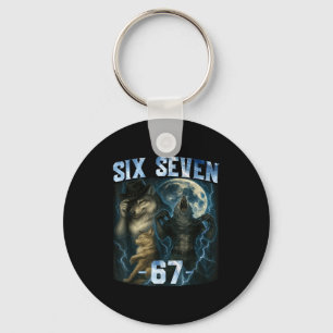 67 Alpha Wolf Meme Lustiges Grafik T-Shirt Six Sev Schlüsselanhänger