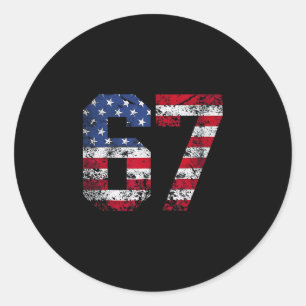 67 Amerikanische Flagge Meme Lustig Six Seven Gen Runder Aufkleber