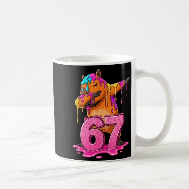 67 Animals Funny 67 Brainrot Youth Kids Capybara 6 Kaffeetasse (Rechts)