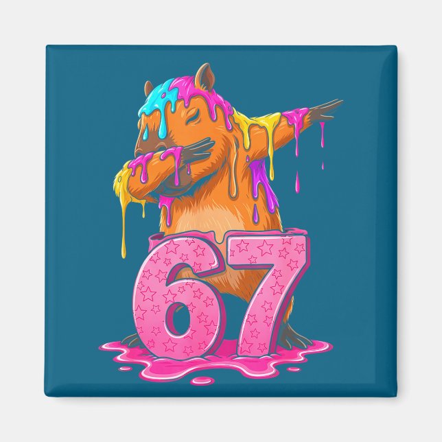 67 Animals Funny 67 Brainrot Youth Kids Capybara 6 Magnet (Vorne)