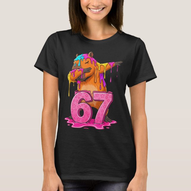 67 Animals Funny 67 Brainrot Youth Kids Capybara 6 T-Shirt (Vorderseite)